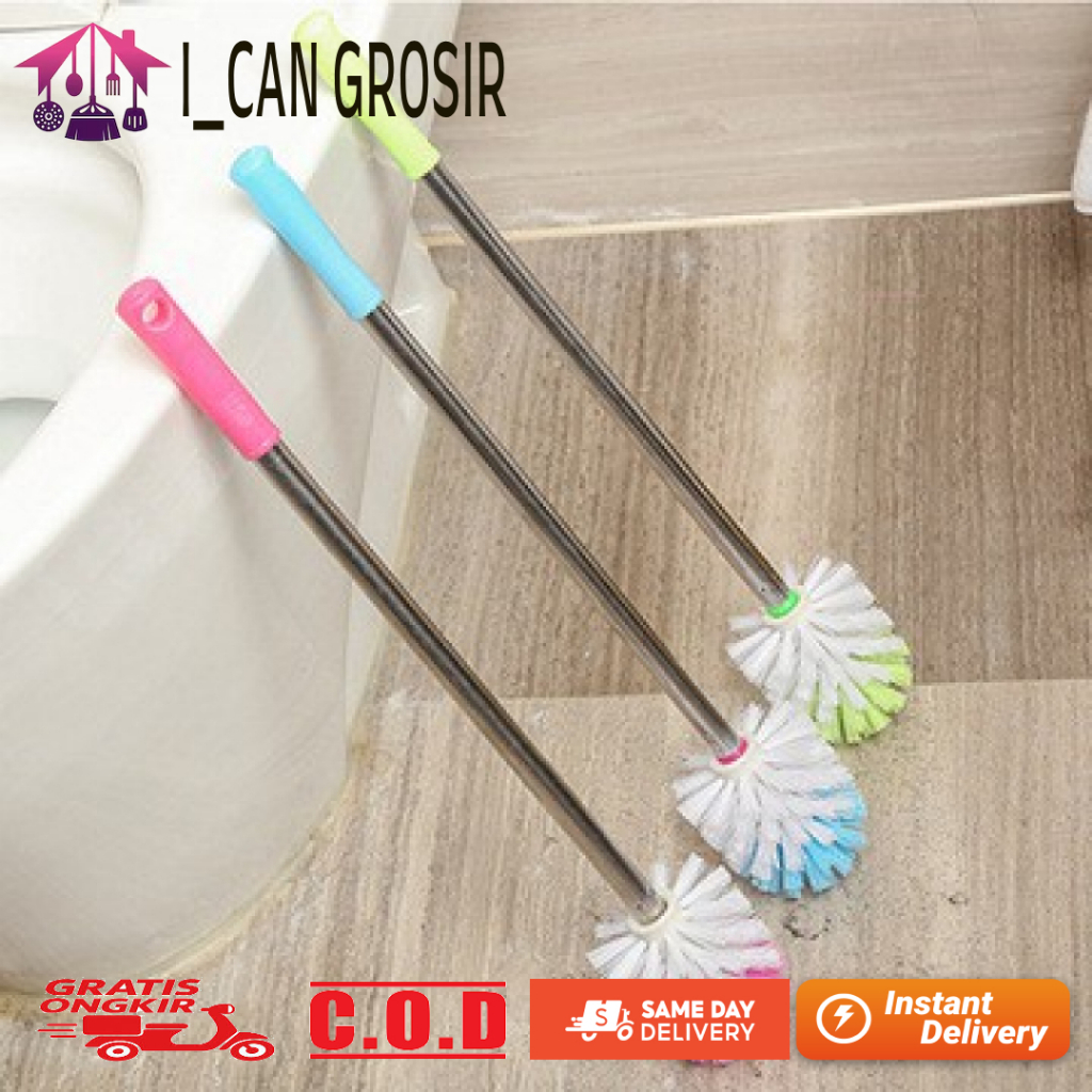 Sikat WC Gagang Stainless / Sikat Kamar Mandi / Sikat WC Bulat / Sikat Wastafel gagang Stainless