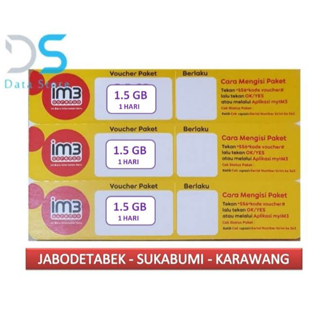 Voucher Indosat FINET 1.5 GB  ( 5 GB ) 1 Hari JABODETABEK