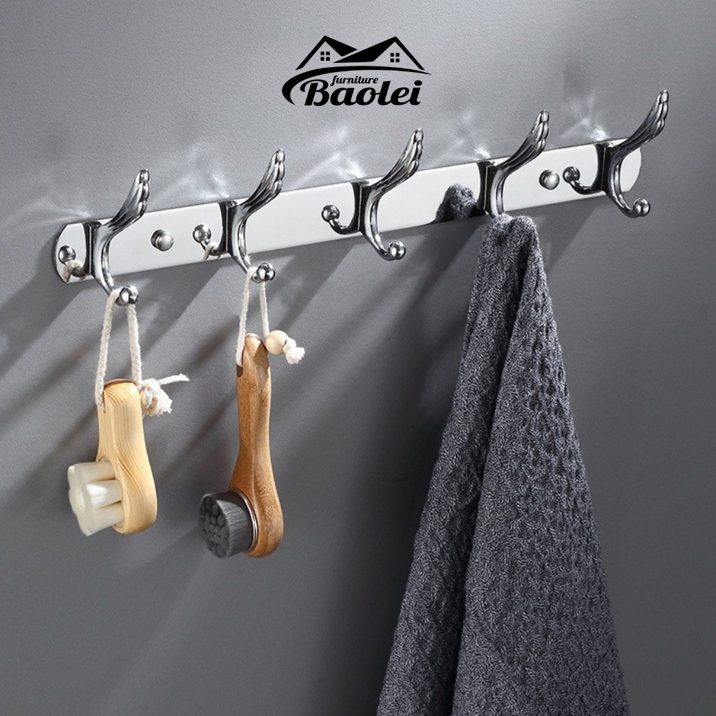 Gantungan Baju Stainless Steel 5 Hook - Gantungan Baju Anti Karat - Gantungan Baju Belakang Pintu