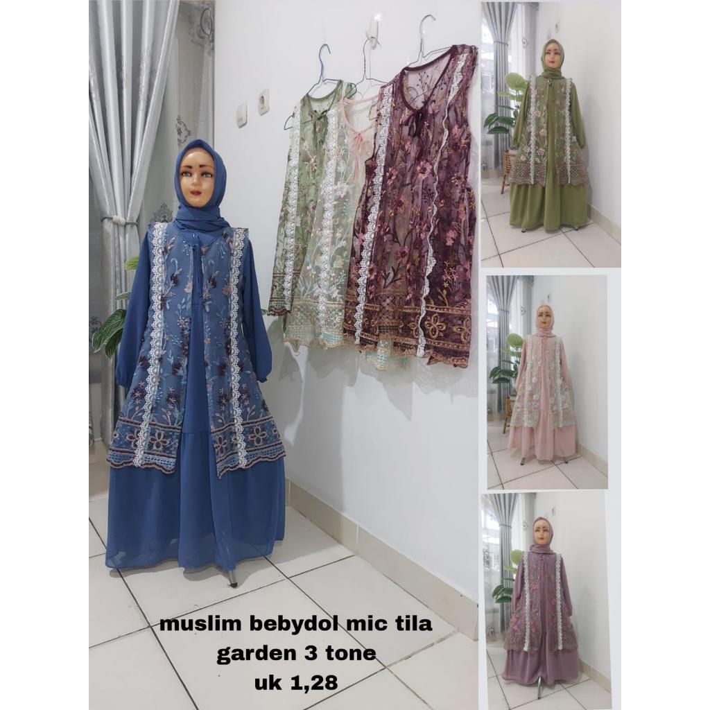 KHADIJAH / KHAULAH GAMIS ANAK SET HIJAB CERUTY BABYDOLL DRESS CANTIK LEBARAN KEKINIAN