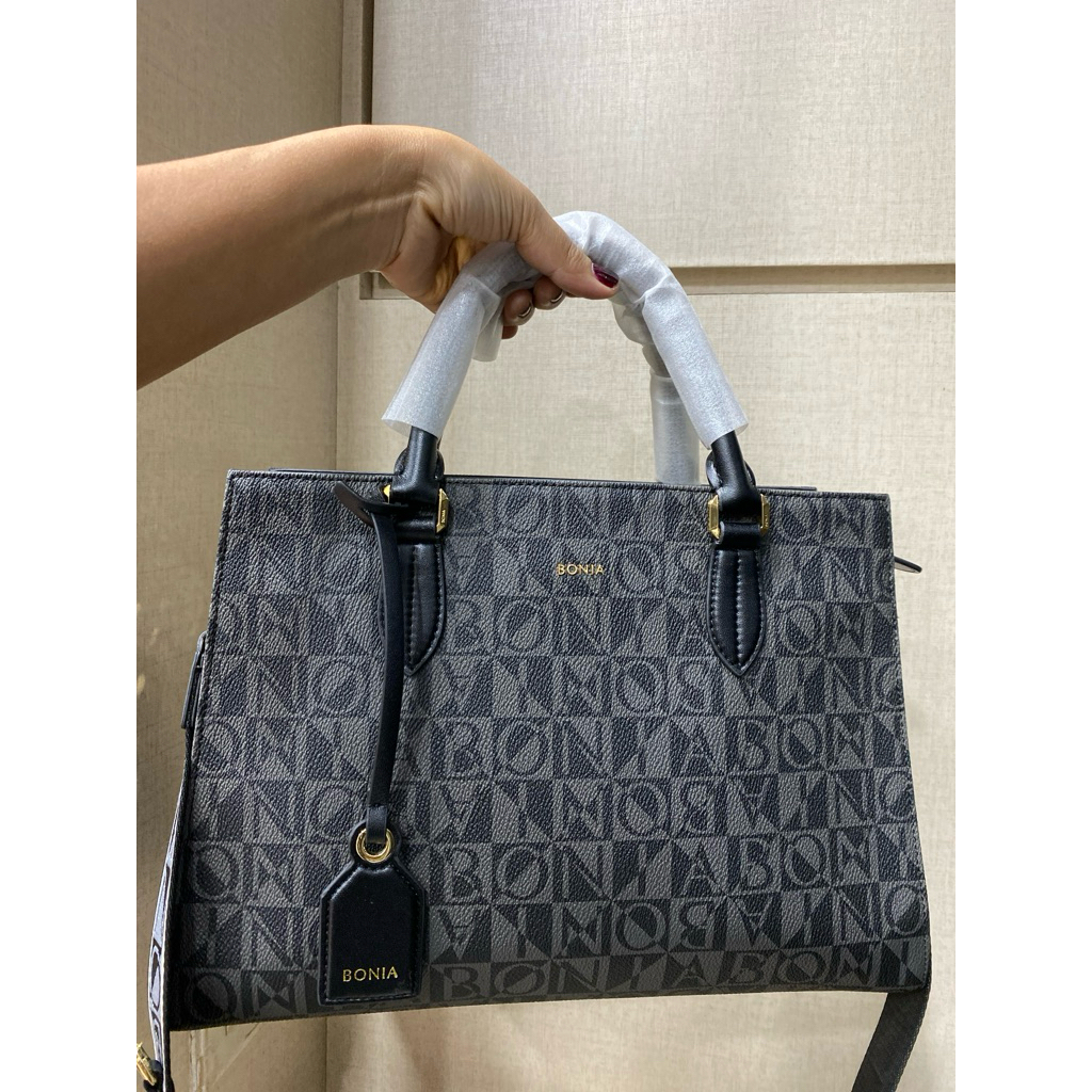 TAS BONIA ORIGINAL TAS TOP HANDLE BONIA MONOGRAM HITAM