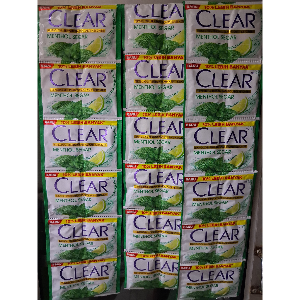 Sampo CLEAR MENTHOL SEGAR ANTI KETOMBE Renceng 2x12 sachet (24 sachet) @10ml