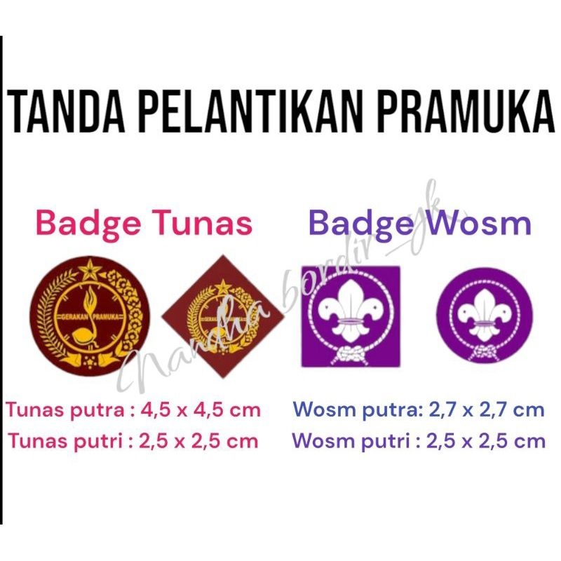 Tanda Pelantikan Pramuka Kitri Wosm Putra Putri//Wosm//Tunas kelapa//kitri//Paket hemat isi 12pcs