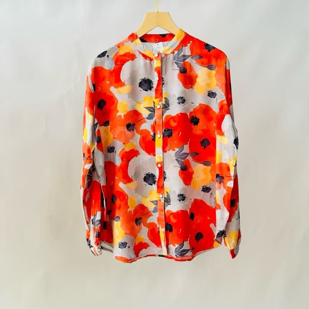 ATASAN KEMEJA JUMBO LD130 blouse rayon krah shanghai motif bunga