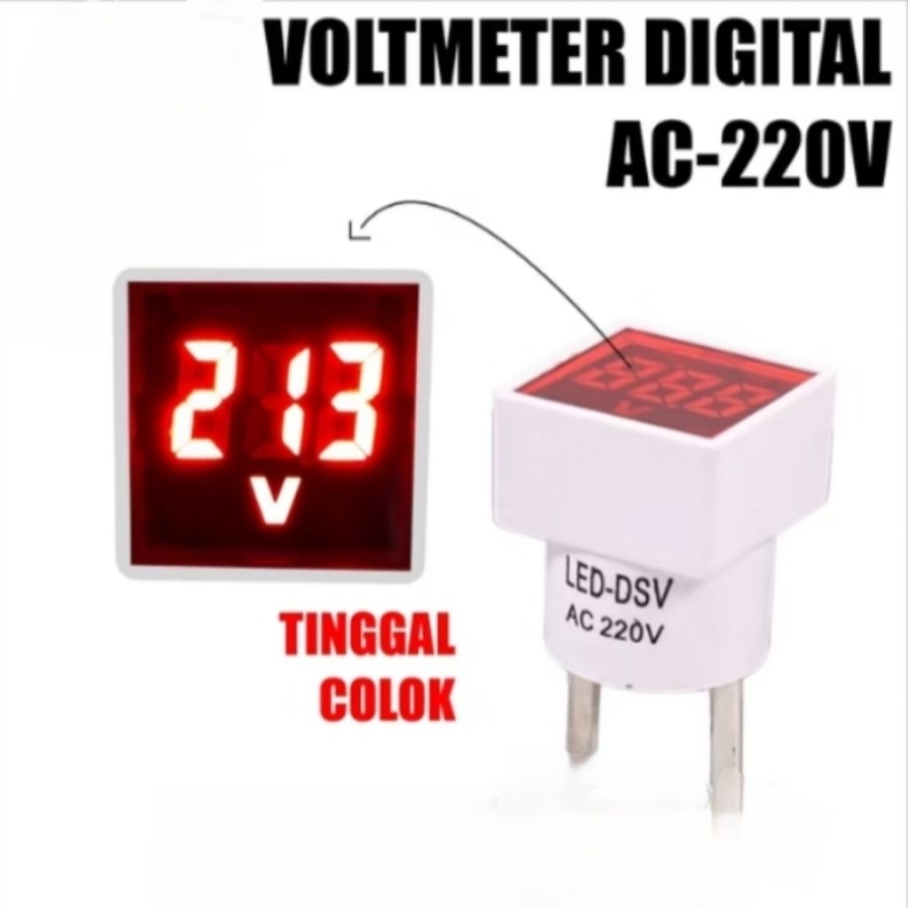 Voltmeter Colok Volt Meter Digital Alat Pengukur Voltase Tegangan Listrik Digital AC