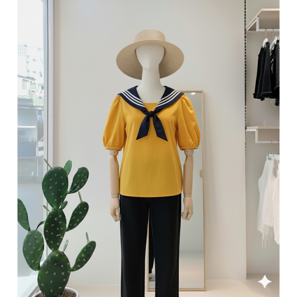 Anora Blouse Atasan Lengan Pendek Balon