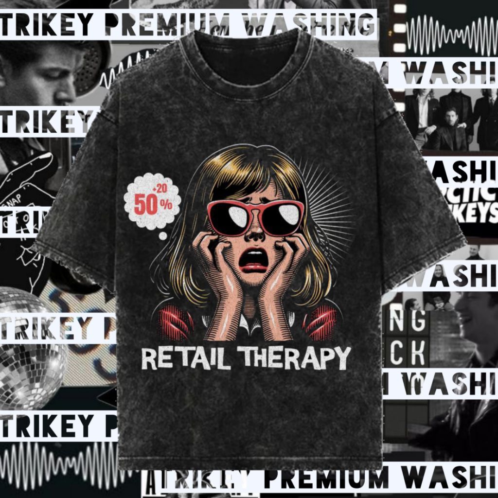Trikey Kaos Oversize Washing Retail Therapy Cotton Combed 24s Unisex Vintage tee