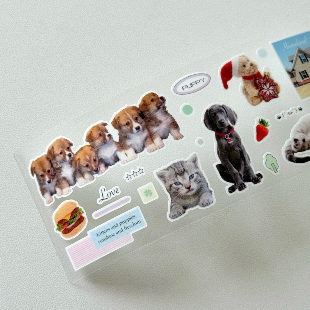 Pet Home Sticker Roll | Deco Journaling Stiker Hewan Animal Kitten Puppy