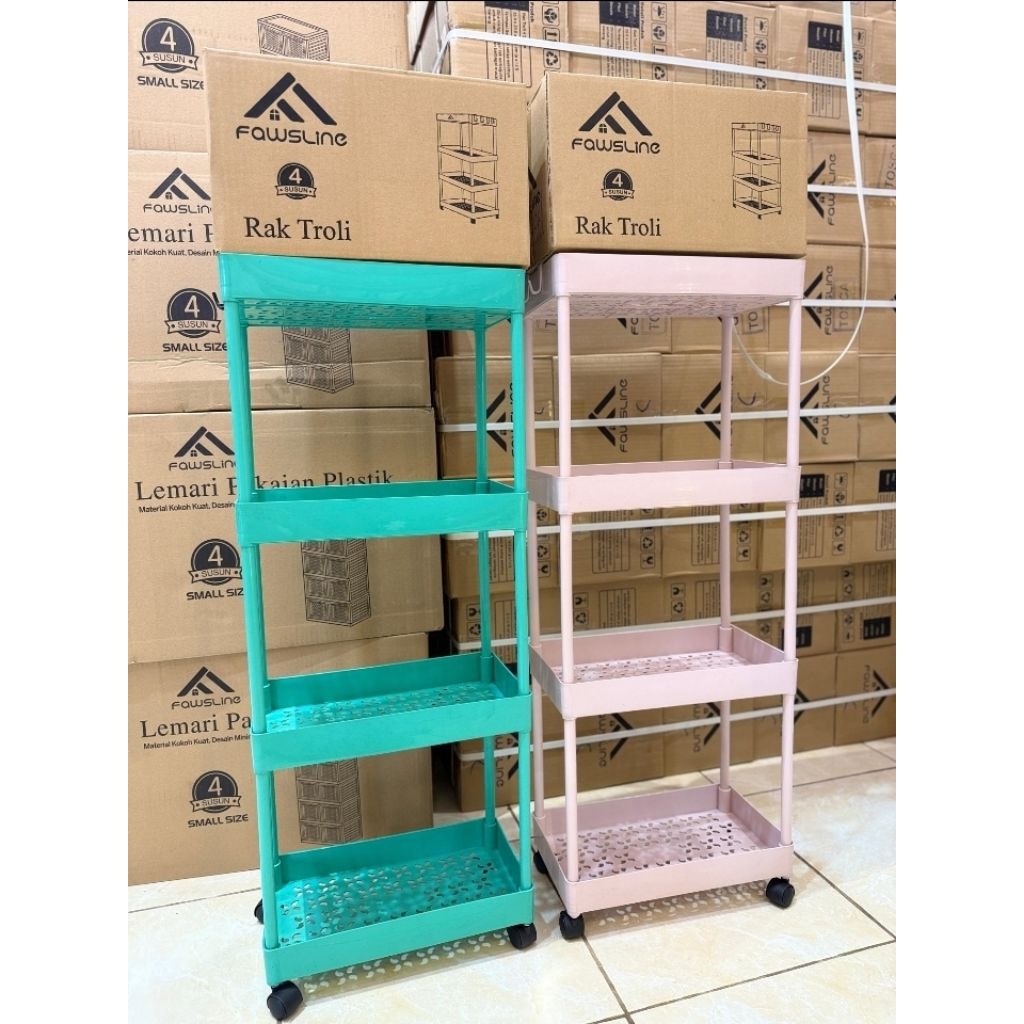Rak Trolly Penyimpanan Fawsline 4 Susun Roda/Rak Fawsline 4 Susun