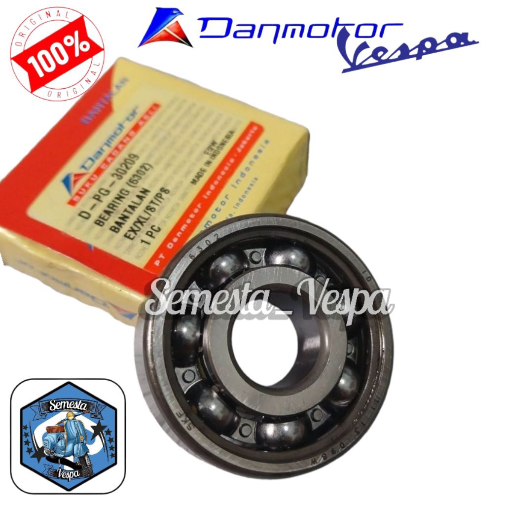 Laher 6302 danmotor Bearing Laher gigi susun Borobudur vespa excel exclusive ps strada pxe original 