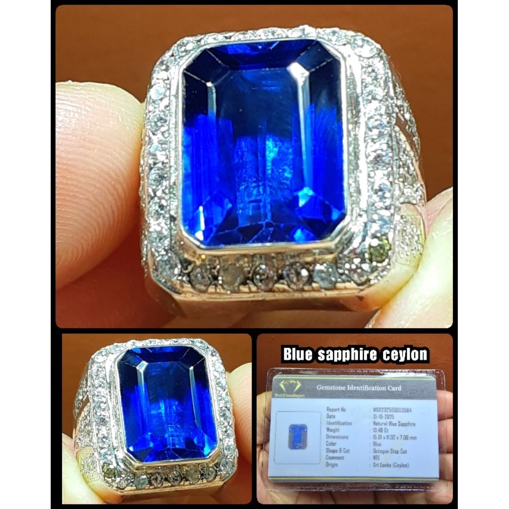 original batu permata blue sapphire srilanka ceylon [ royall blue NTE ]