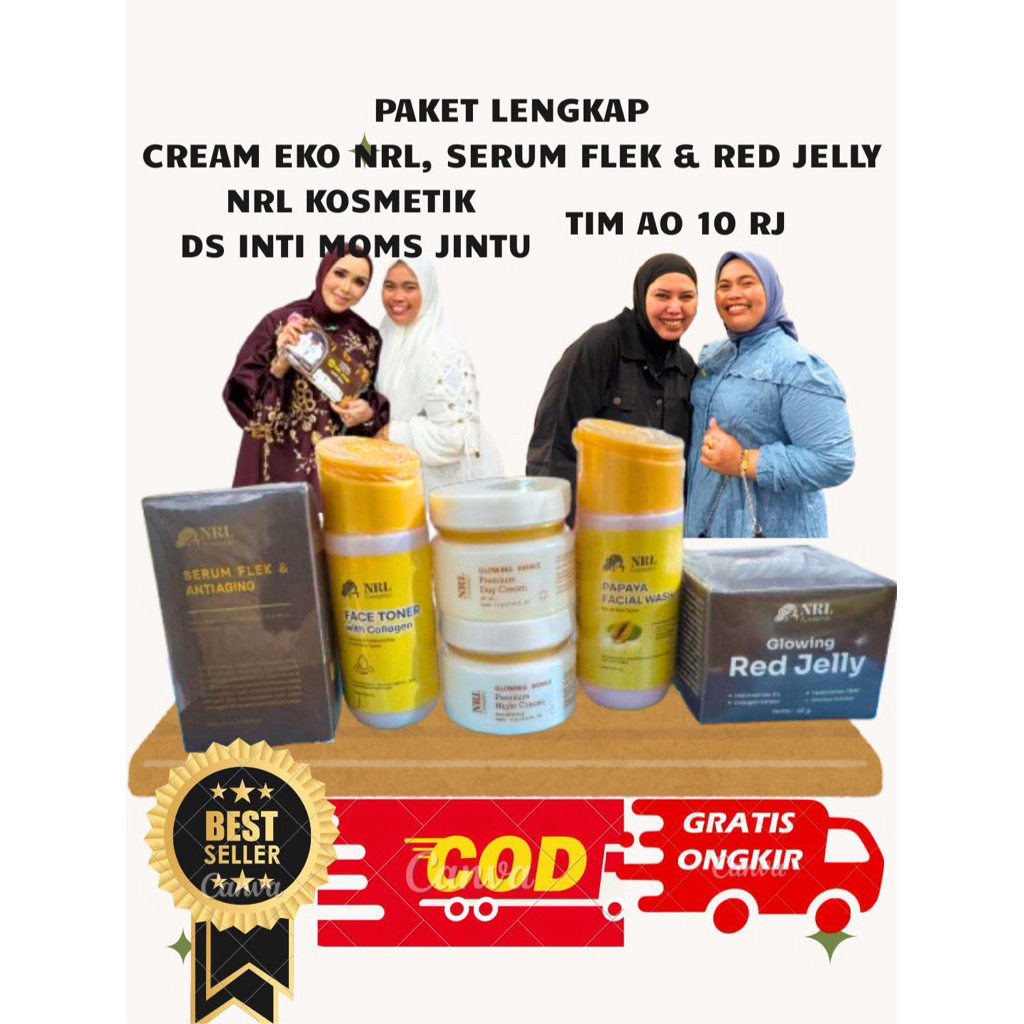 PAKET LENGKAP CREAM EKONOMIS NRL, SERUM FLEK NRL,RED JELY NRL ORI
