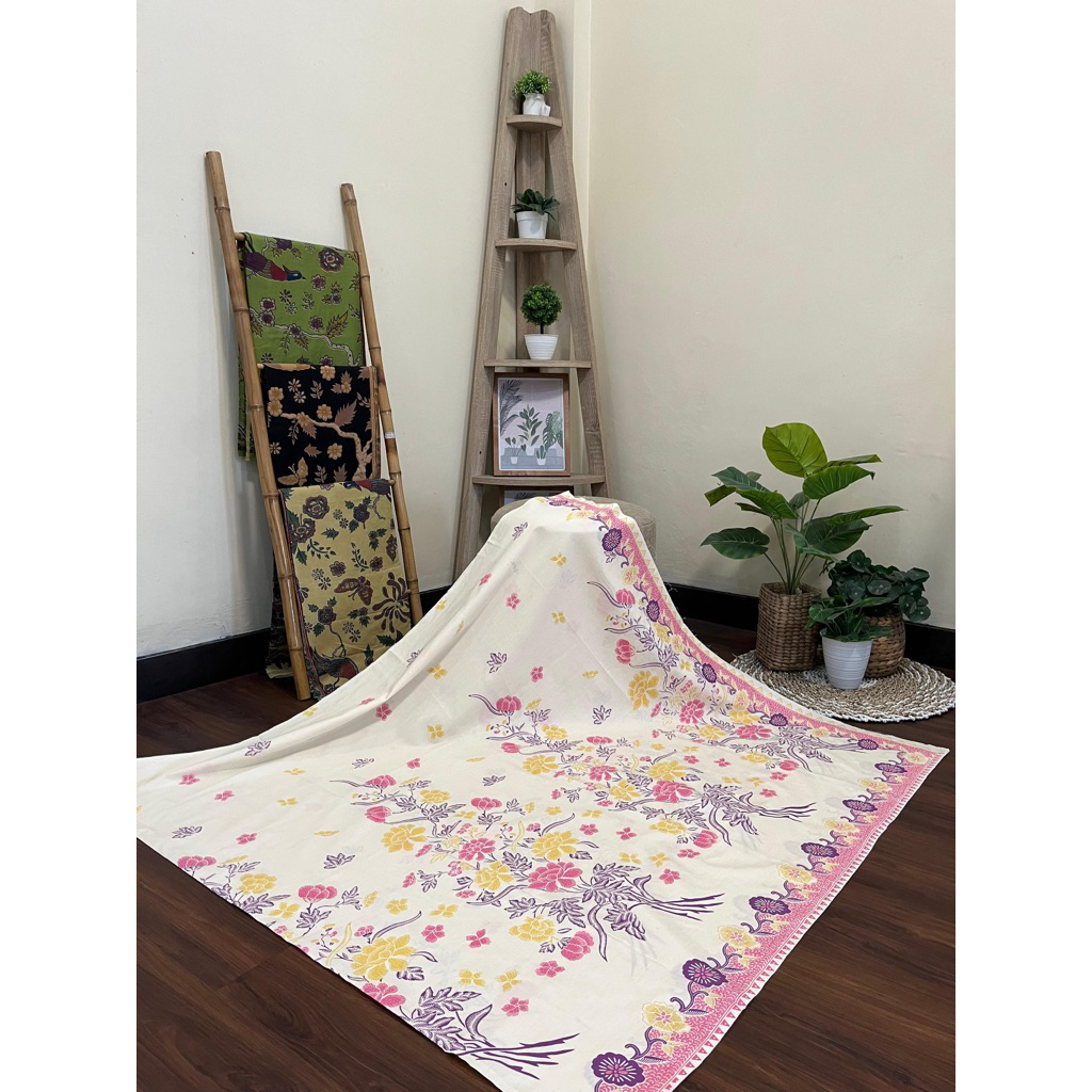 Kain batik katun solo premium, motif encim putih tulang variasi warna