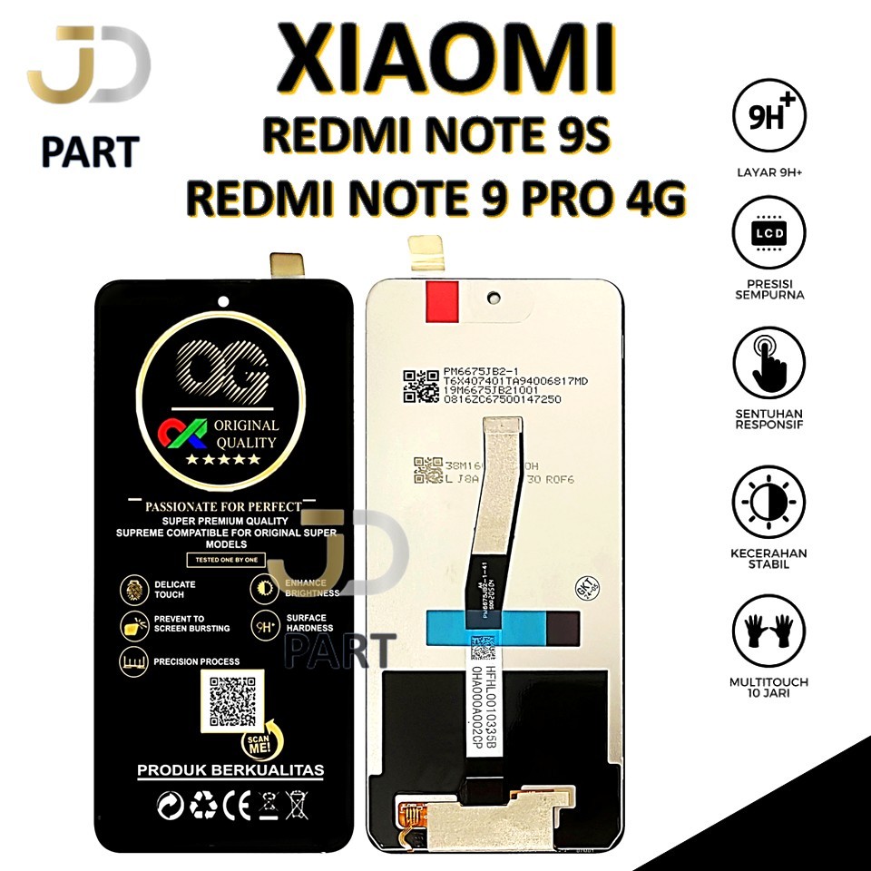 LCD TOUCHSCREEN XIAOMI REDMI NOTE 9S / REDMI NOTE 9 PRO 4G COMPLETE ORIGINAL 100% FULLSET