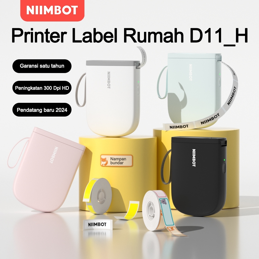 NIIMBOT D11H Printer Label HD Portabel - Cetak Stiker Nama & Stiker Saklar Transparan untuk Organize