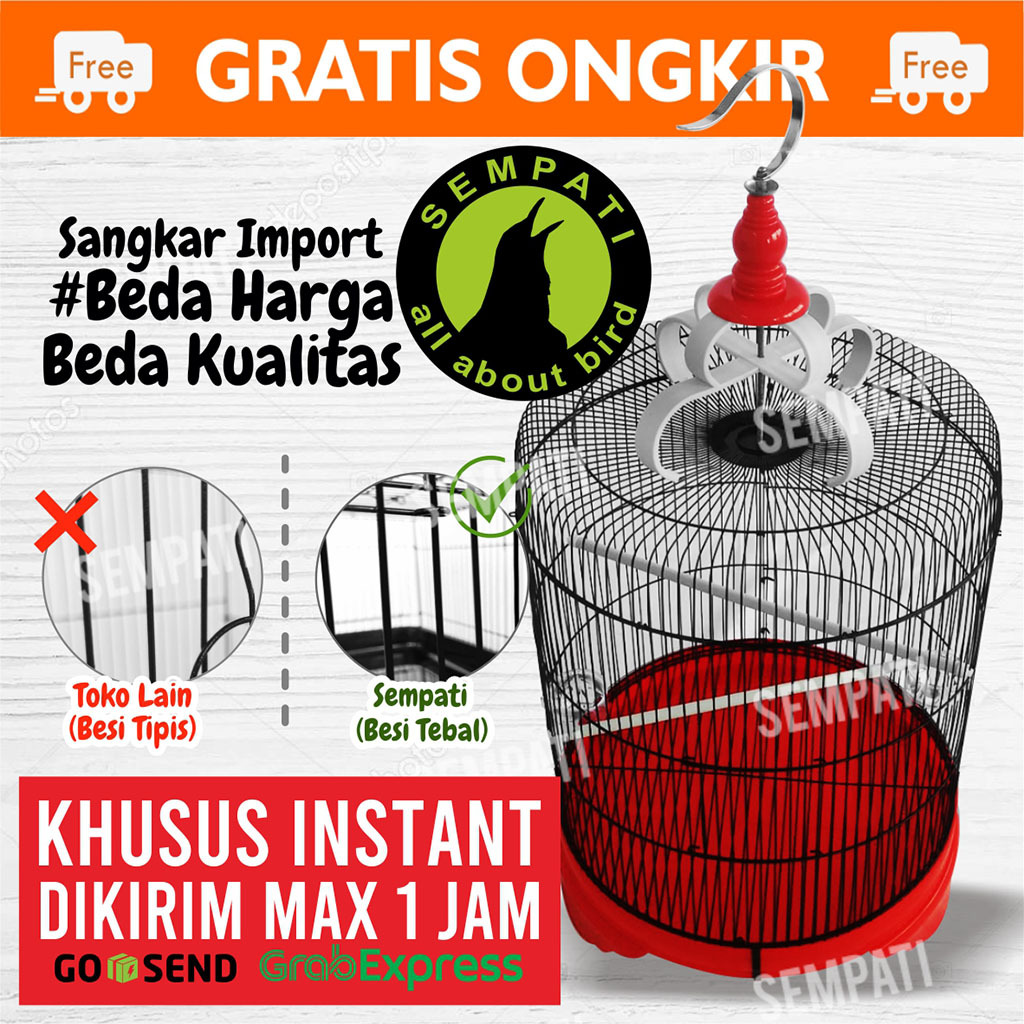 SEMPATI KHUSUS TERKIRIM 1 JAM INSTAN GRAB GOJEK Sangkar Murai Import Jumbo Kandang Burung Murai Jala