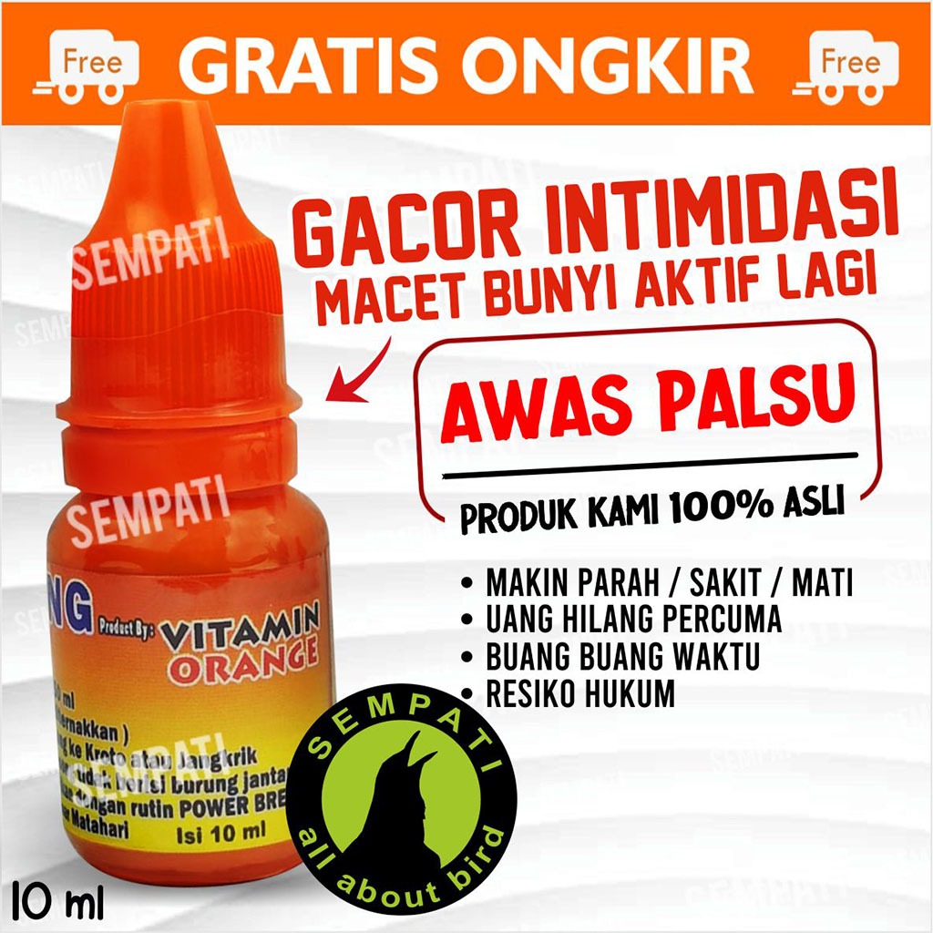 SEMPATI Vitamin Orange Cair 10 Ml Obat Burung Lovebird Kenari Murai Pleci Ciblek Kacer Perkutut Gaco