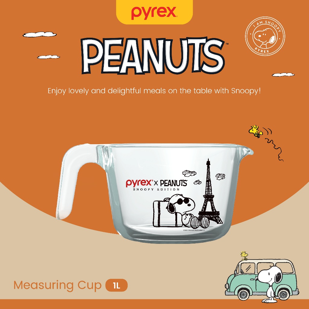 PYREX Snoopy Peanuts Measuring Cup / Takaran Kaca Oven & Microwave Safe Multifungsi Tahan Suhu Panas