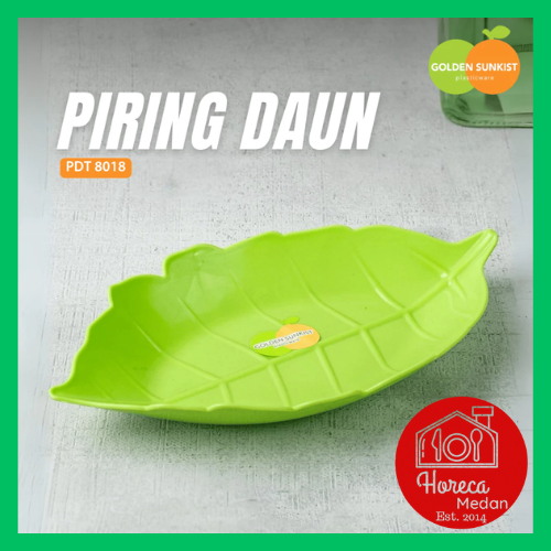 Golden Sunkist - Piring daun plastik / piring kue / piring saji plastik PDT 8018 PDK 8017