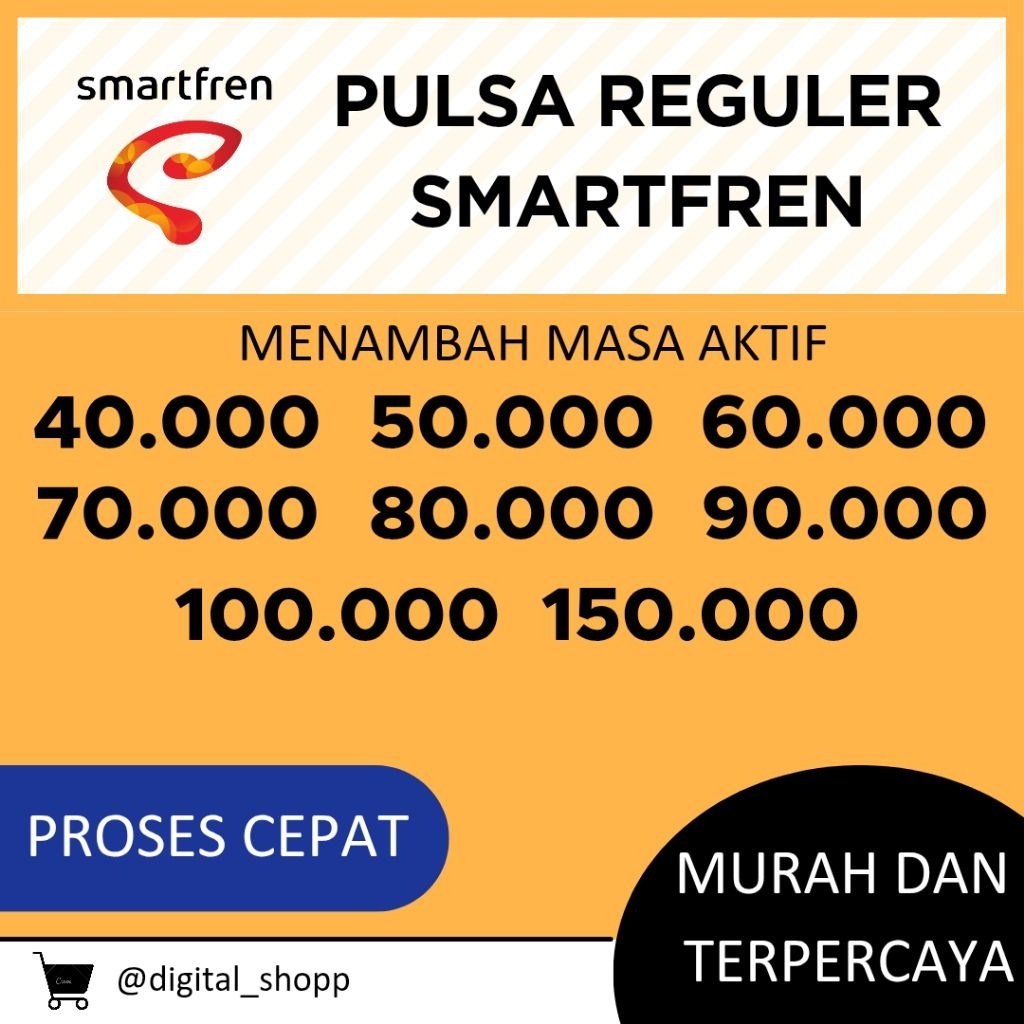 Pulsa Smartfren 35rb 40rb 45rb 50rb 55rb 60rb 65rb 70rb 75rb 80rb 85rb 90rb 95rb 100rb 150rb Menamba