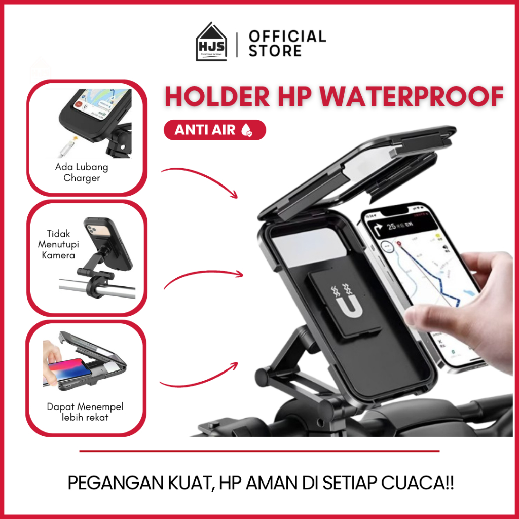 Holder Hp Motor Waterproof Anti Air Kuat Kokoh Untuk Pemasangan Di Stang Motor / Tempat HP Anti Air 