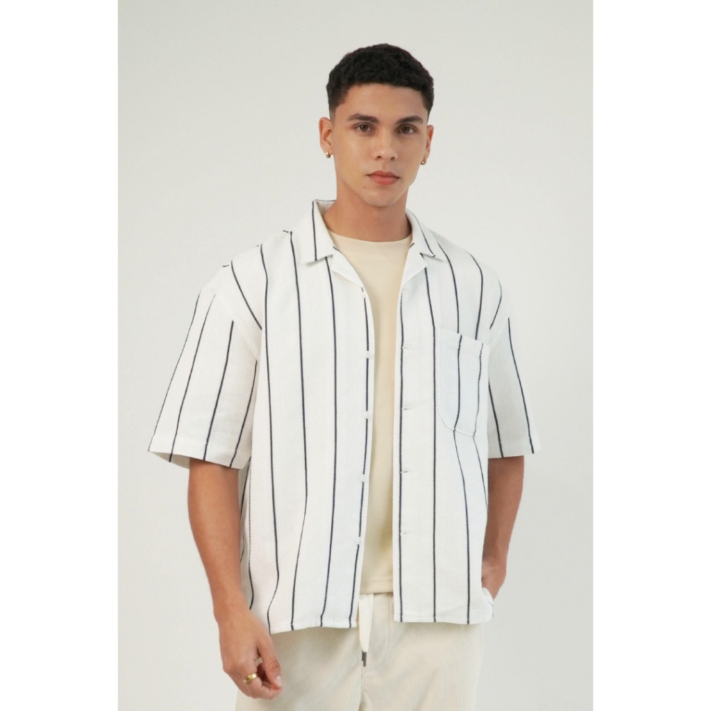 Emba Denim - Cesia Kemeja Casual Pria Cuban Collar Relaxed Fit