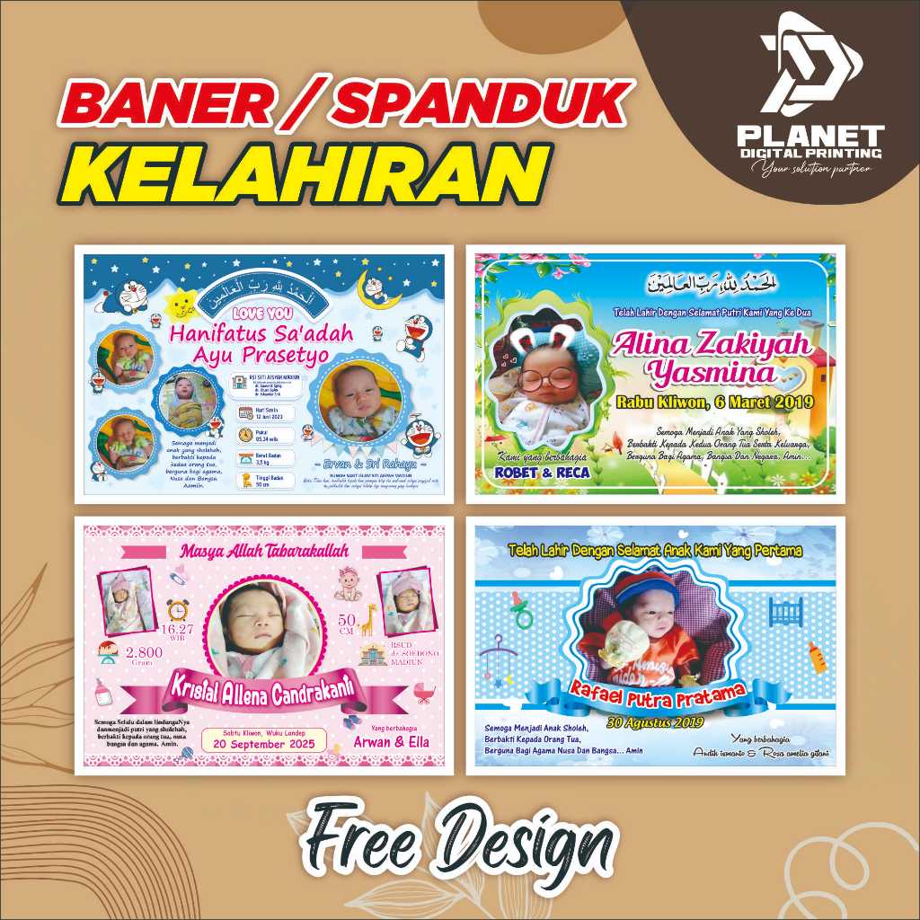 BANNER BAYI / NEW BORN / SPANDUK NAMA ANAK / BABY NEW BORN / SPANDUK KELAHIRAN BAYI