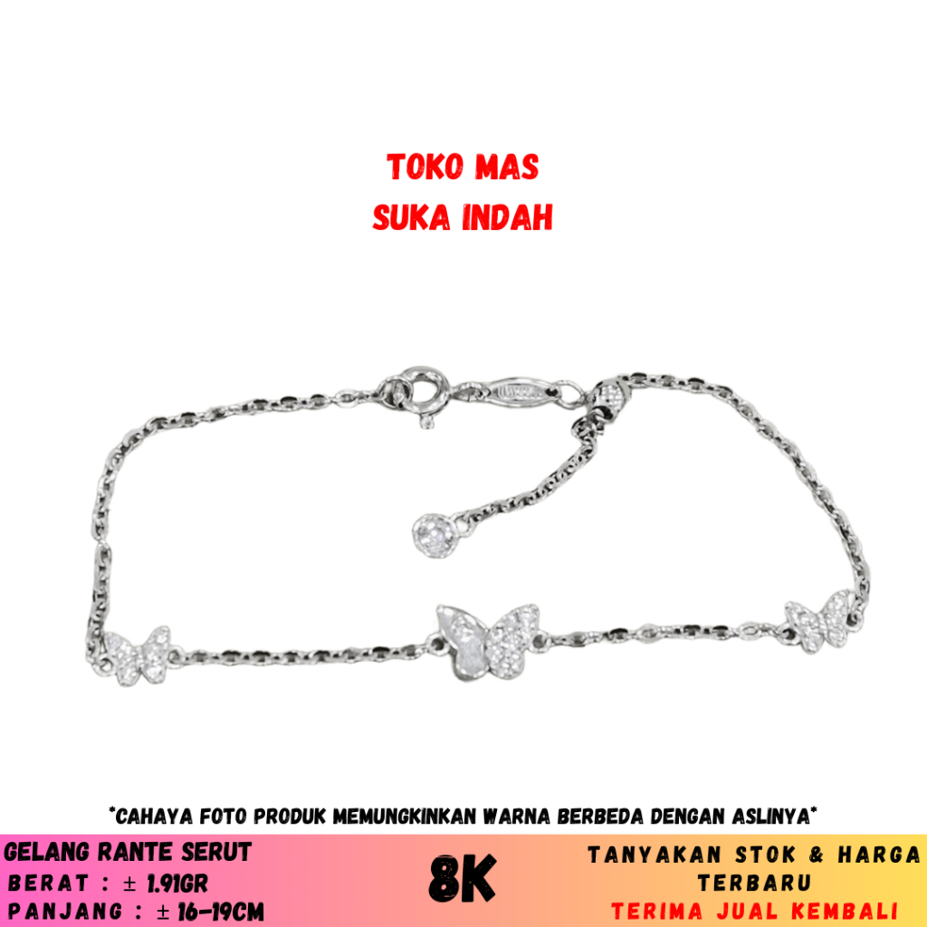 Gelang Rante Nori Mainan Kupu Emas Putih 8k Suka Indah