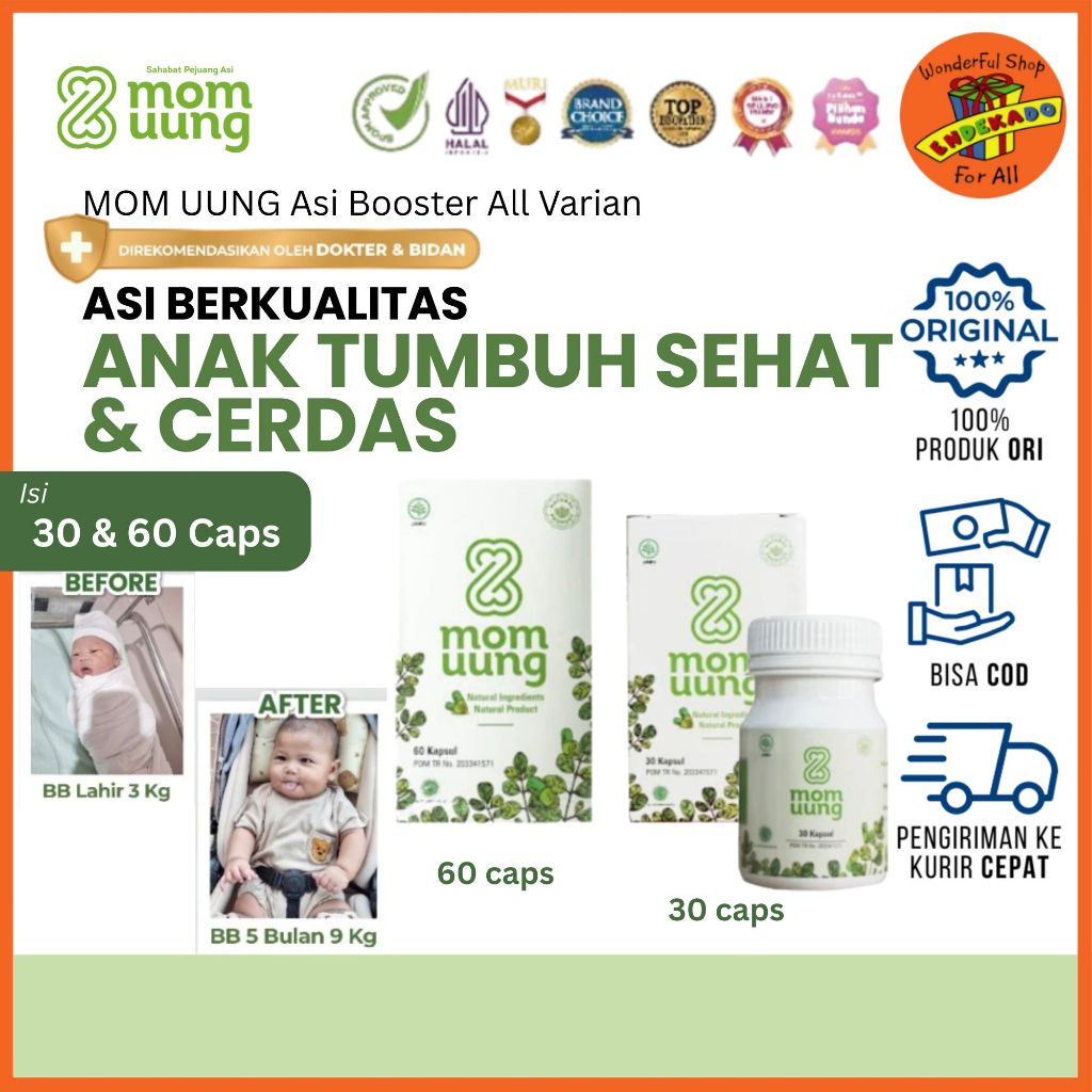 MOM UUNG BOOSTER ASI PELANCAR ASI - 30 Kapsul - 60 Kapsul - BPOM HALAL