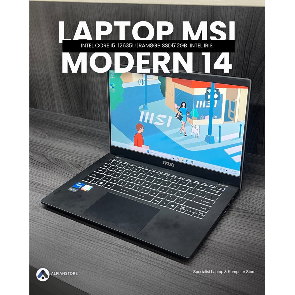 LAPTOP MSI MODERN 14 INTEL CORE I5 1235U RAM8GB SSD512GB