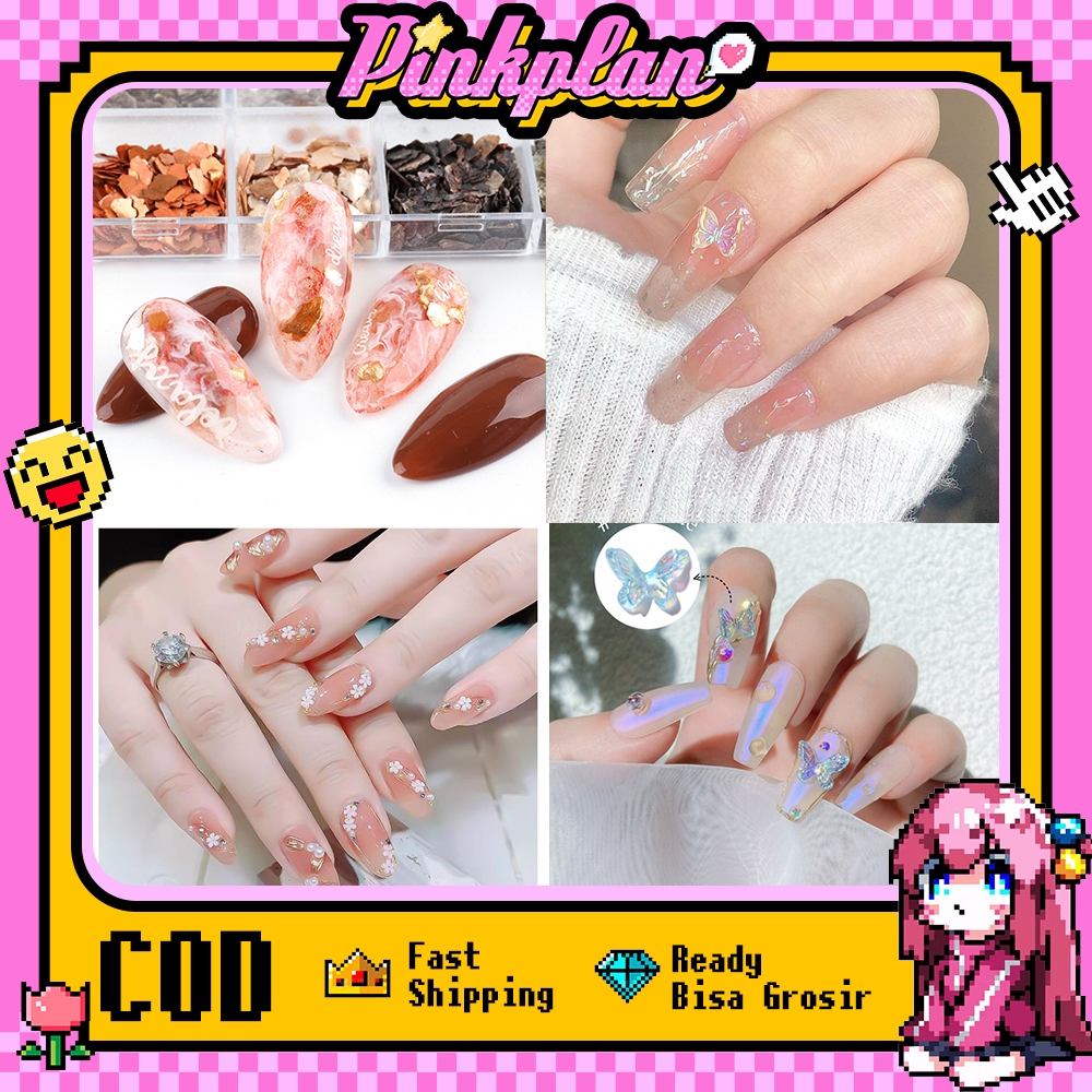 Kuku Palsu Cantik Harga Murah Kuku Palsu Manik-Manik 3D - Model Panjang Cantik, Cocok untuk Acara Pe