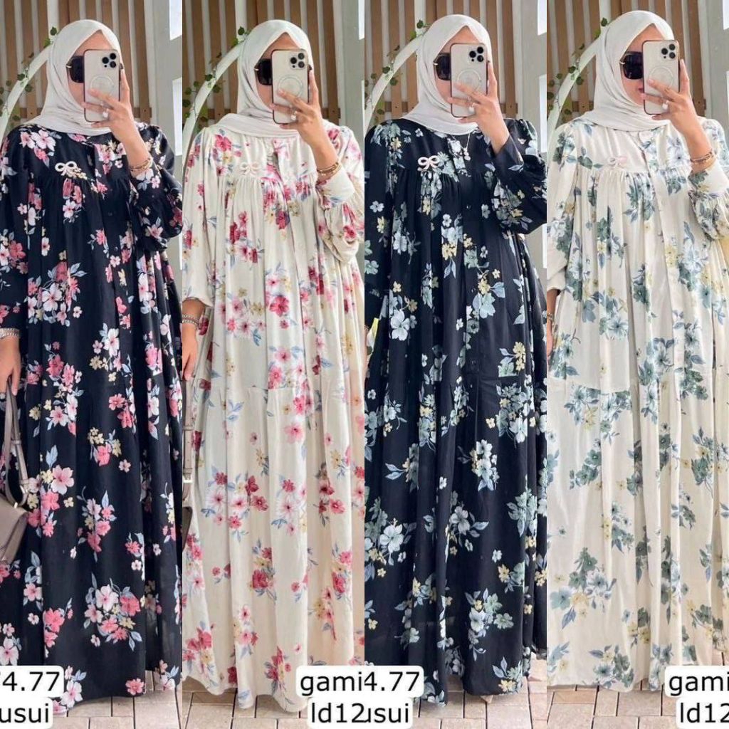 GAMIS DRESS AZZAHRA  - DRESS GAMIS SUSUN CANTIK RAYON - GAMIS DRESS KANCING JUMBO