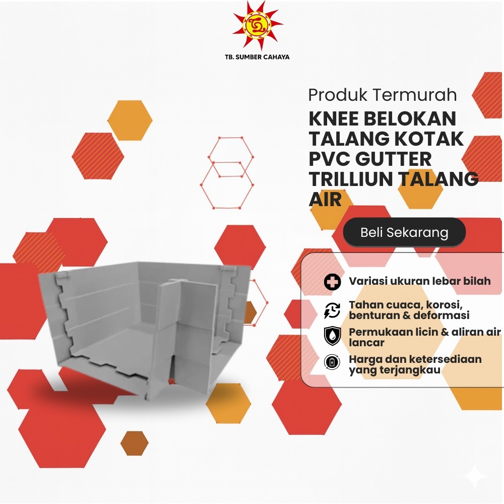 KNEE BELOKAN TALANG KOTAK PVC GUTTER TRILLIUN TALANG AIR