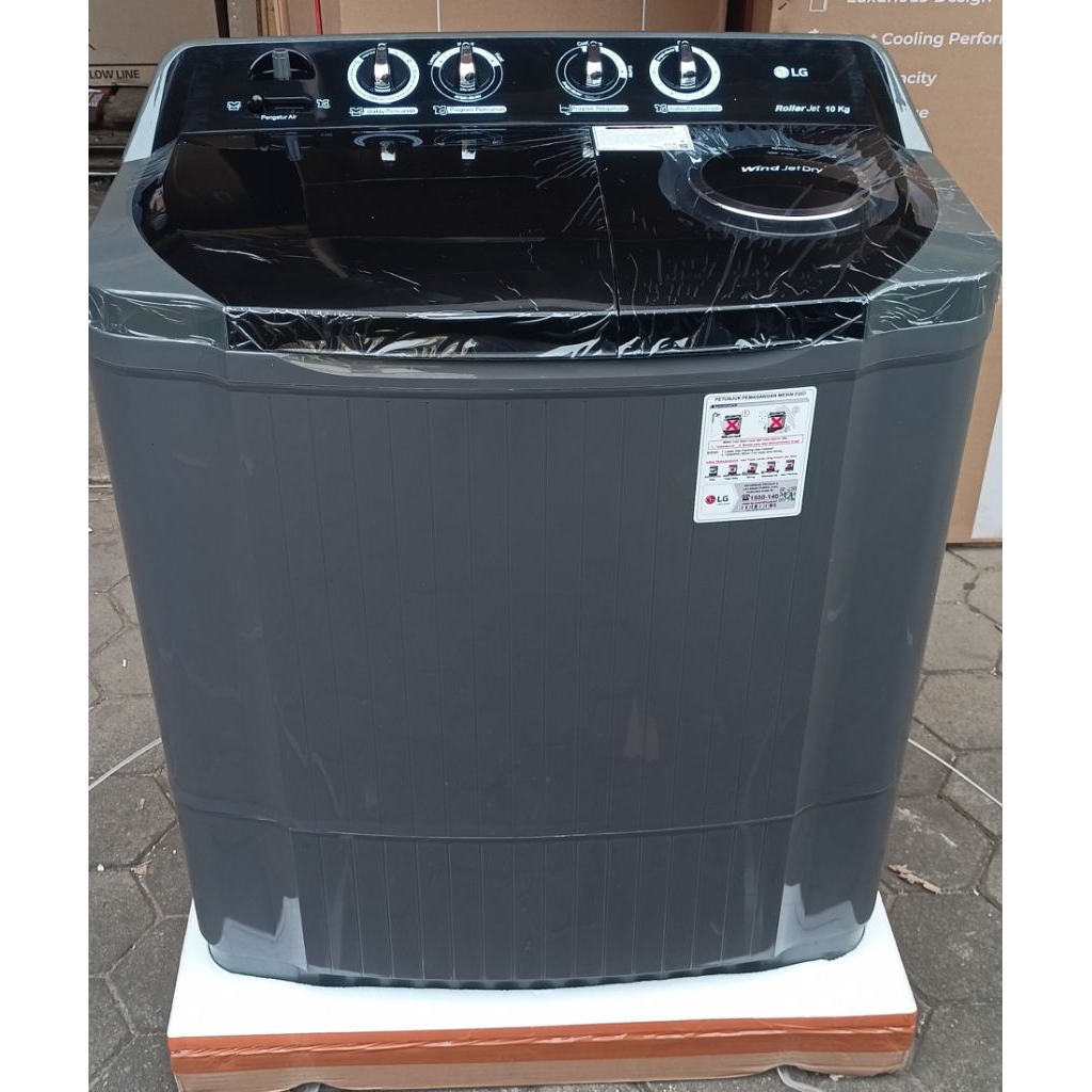 mesin cuci LG 10kg hitam 2 tabung 10 kg washer laundry punch +3 roller jet pulsator wind jet dry was