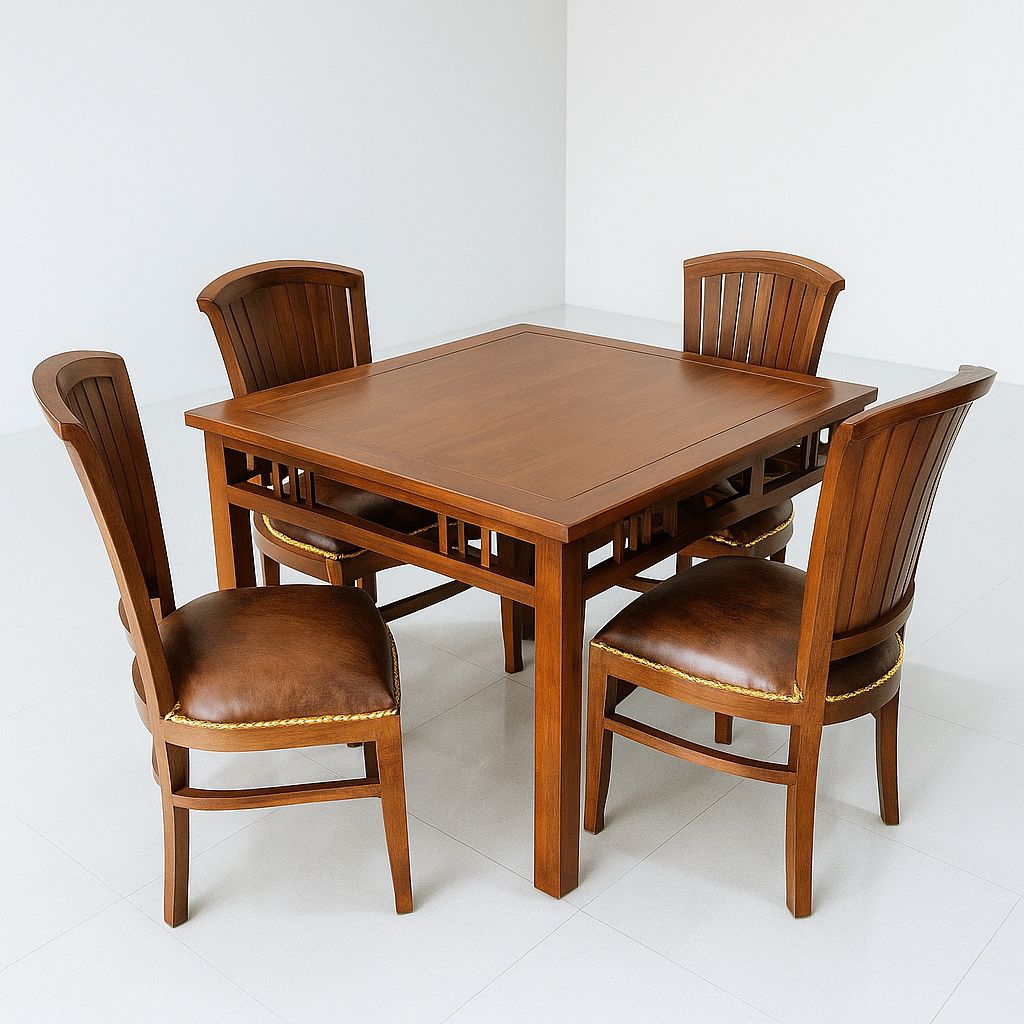 meja makan kayu jati 4 kursi pattaya elegan, klasik, dan kokoh