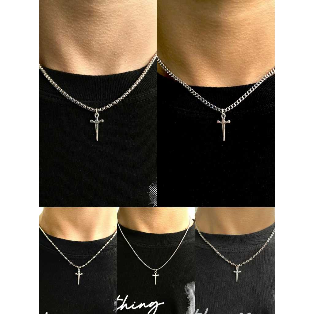 Kalung PedangTitanium Pria Wanita Anti Karat Elegan