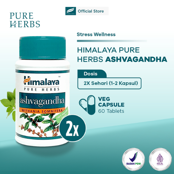 (Bundle isi 2) Himalaya Ashvagandha 60 Kapsul | Suplemen Herbal untuk Sirkulasi Darah