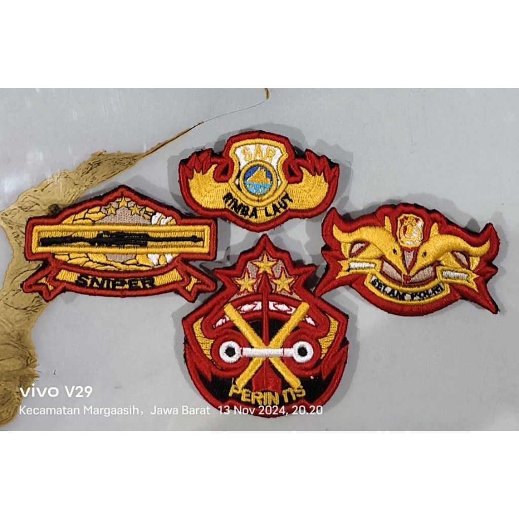 Atribut Polri 4 logo / sniper/printis/sar/selam polri