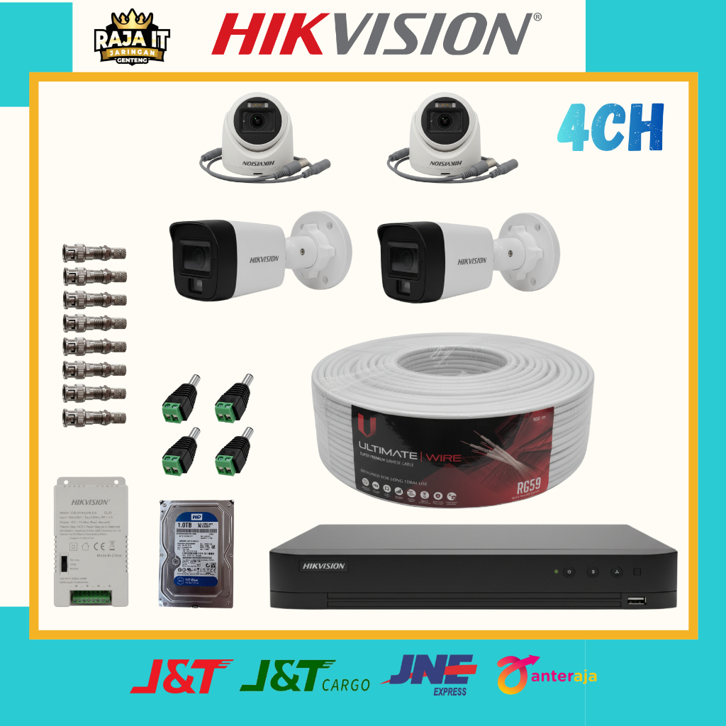 PAKET KAMERA CCTV ANALOG 5MP/4 CHANNEL HIKVISION + AUDIO 5MP