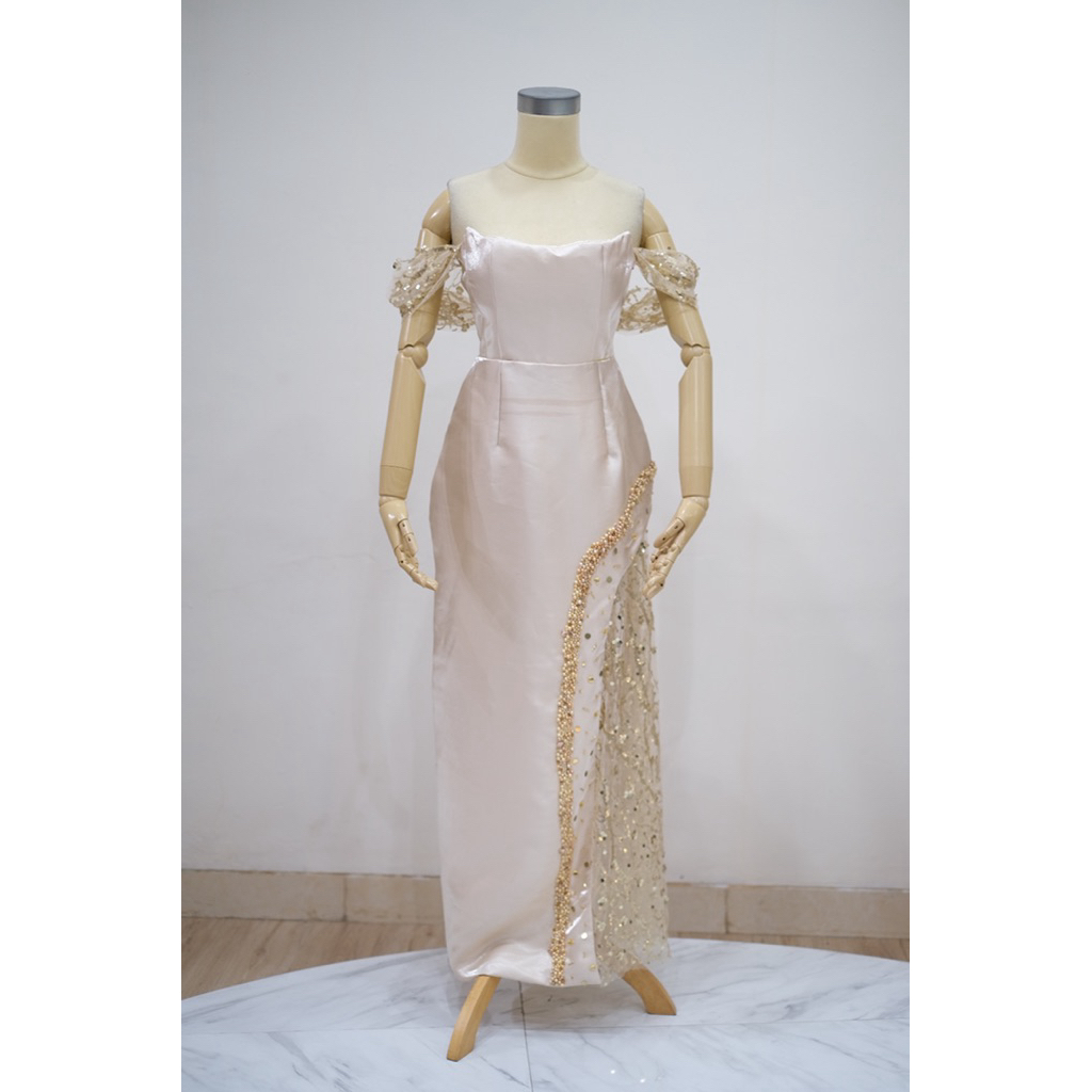 party gown gold / gaun pesta gold / gaun premium