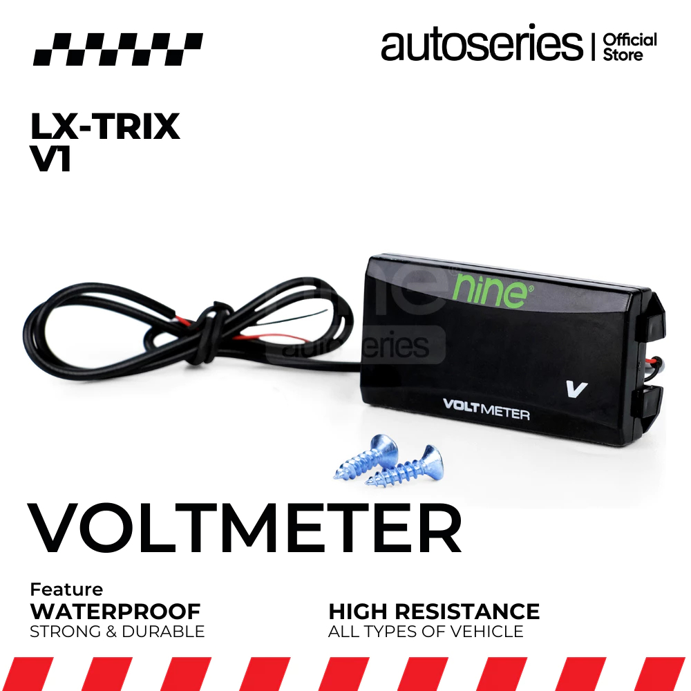 LX-TRIX Voltmeter Ampere Aki Motor Digital 12V Jam Suhu Anti Air Accu Meter Universal V1 - AUTOSBY