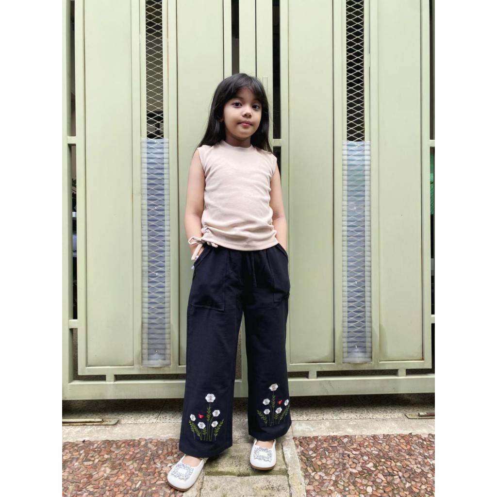 Makavili kids  Nieba  pants Celana Kulot Anak Perempuan Bahan  Linen Katun 6-12 Tahun