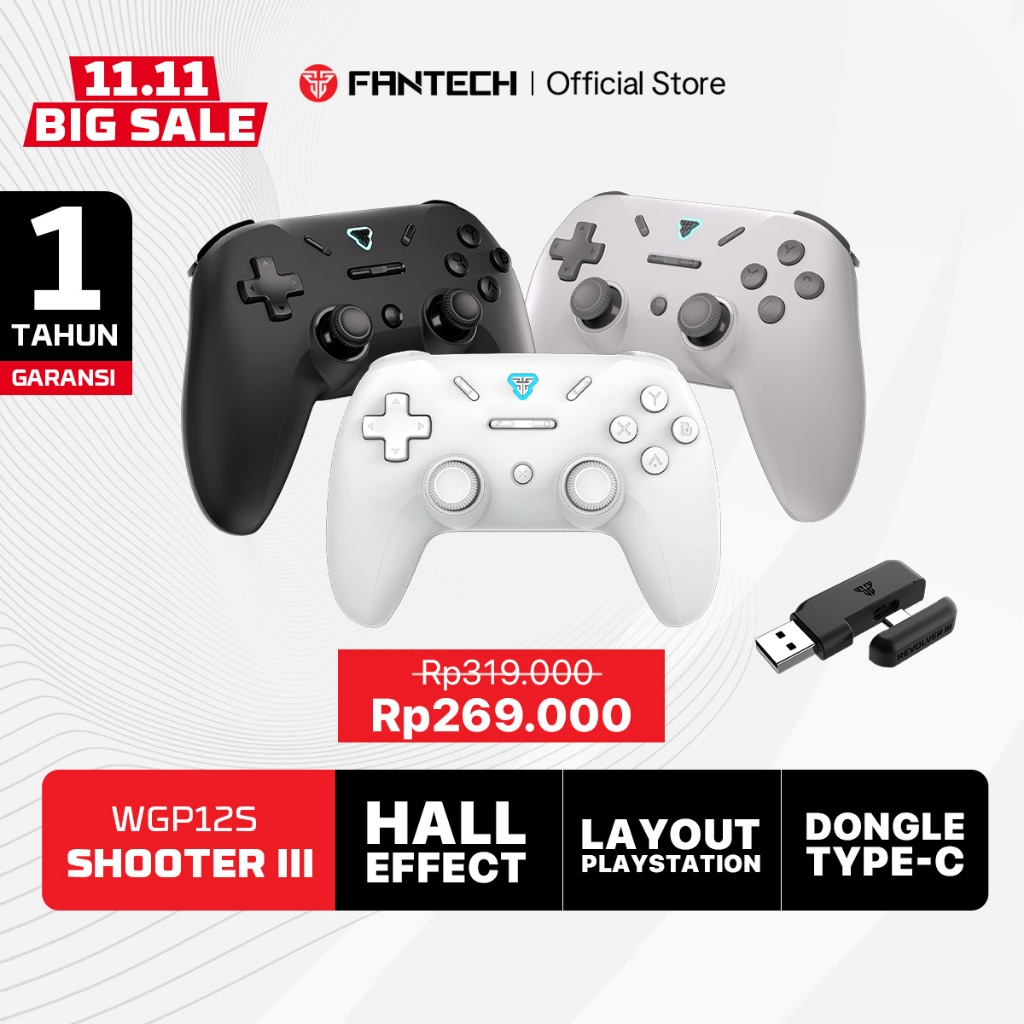 Fantech Gamepad HALL EFFECT Wireless MULTI PLATFROM Android Switch PC PS Gaming Controller REVOLVER 
