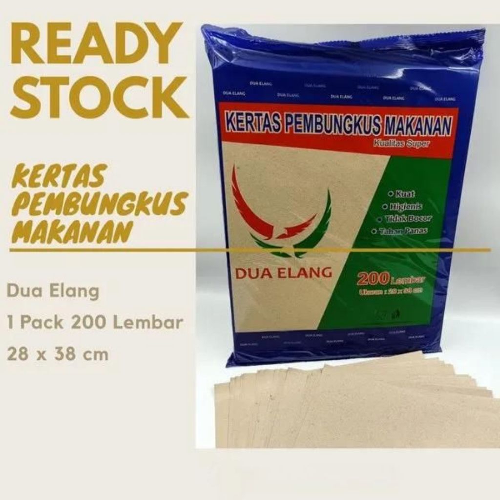 Kertas Pembungkus Nasi Kertas Minyak Coklat Dua Elang 200 Lembar ( Biru )