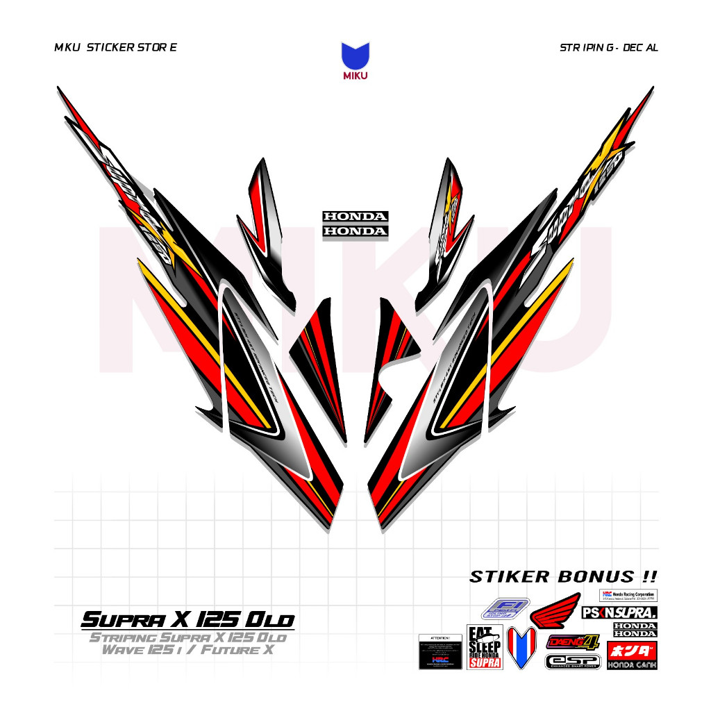 SO07b Stiker Sticker Striping Supra X 125 Old Lama Honda Future x Wave 125i Setriping Skotlet Scotli