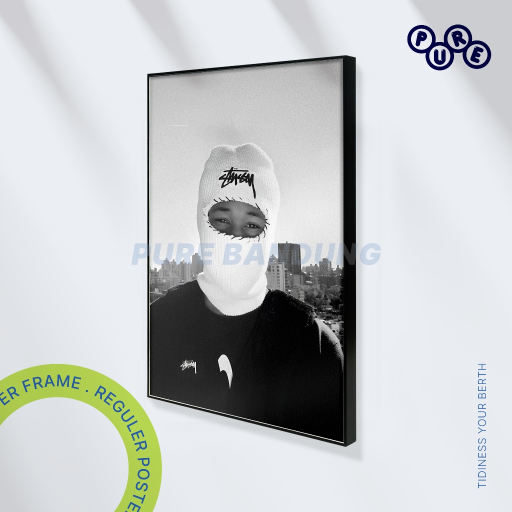 Pure Bandung - STUSSY BALACLAVA Bingkai Frame Dekorasi Dinding Kamar Pajangan Aesthetic Minimalis Po