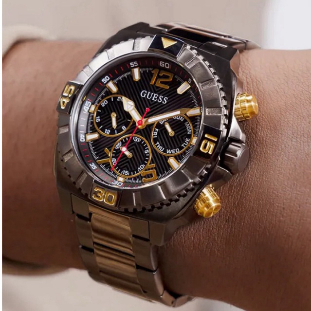 Jam Pria Guess Original Chronograph Sporty Stainless Black