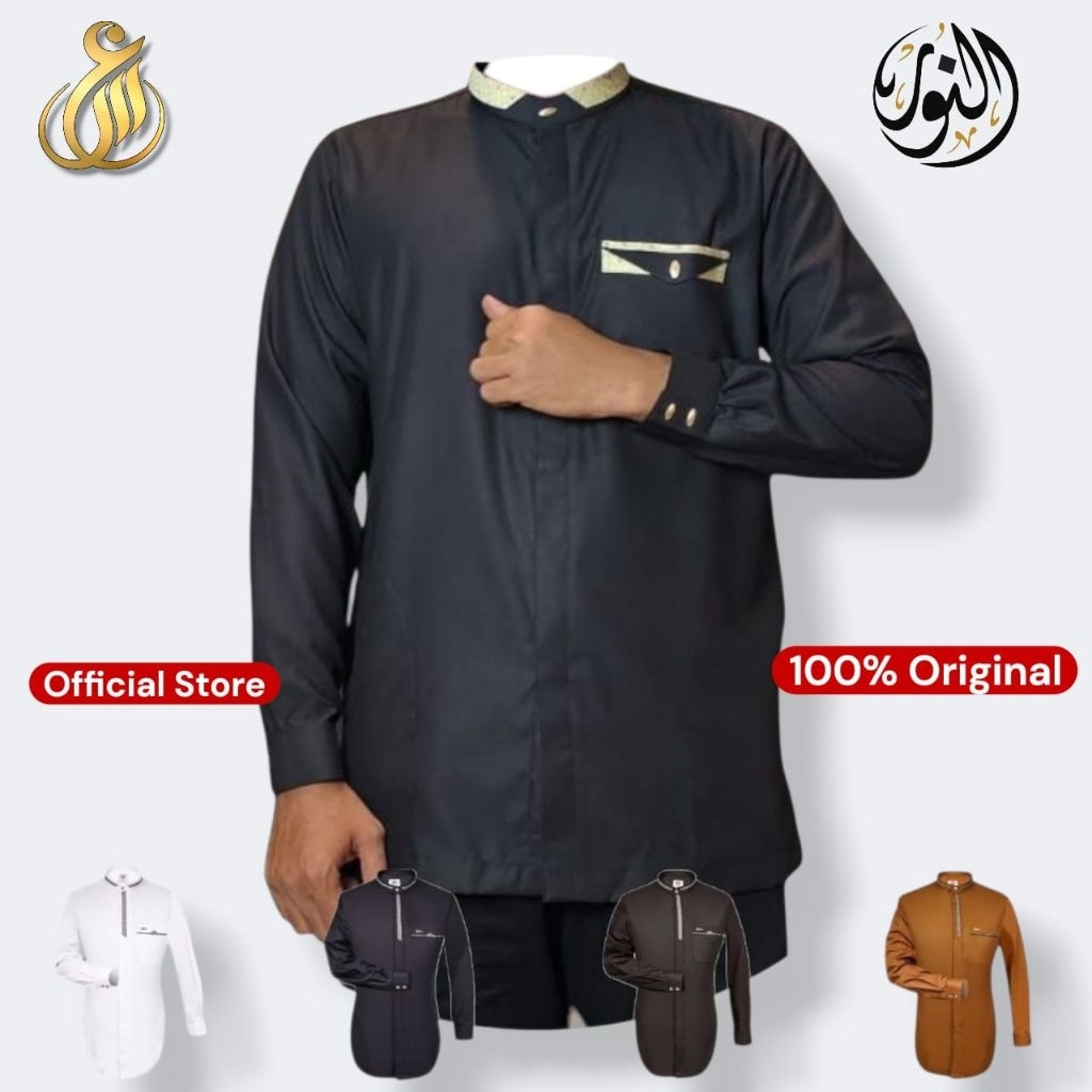 Koko Al Noor Model Ridho | Koko Al Noor Premium Manset | Koko Pria Dewasa Putih | Hitam | Navy | Cok