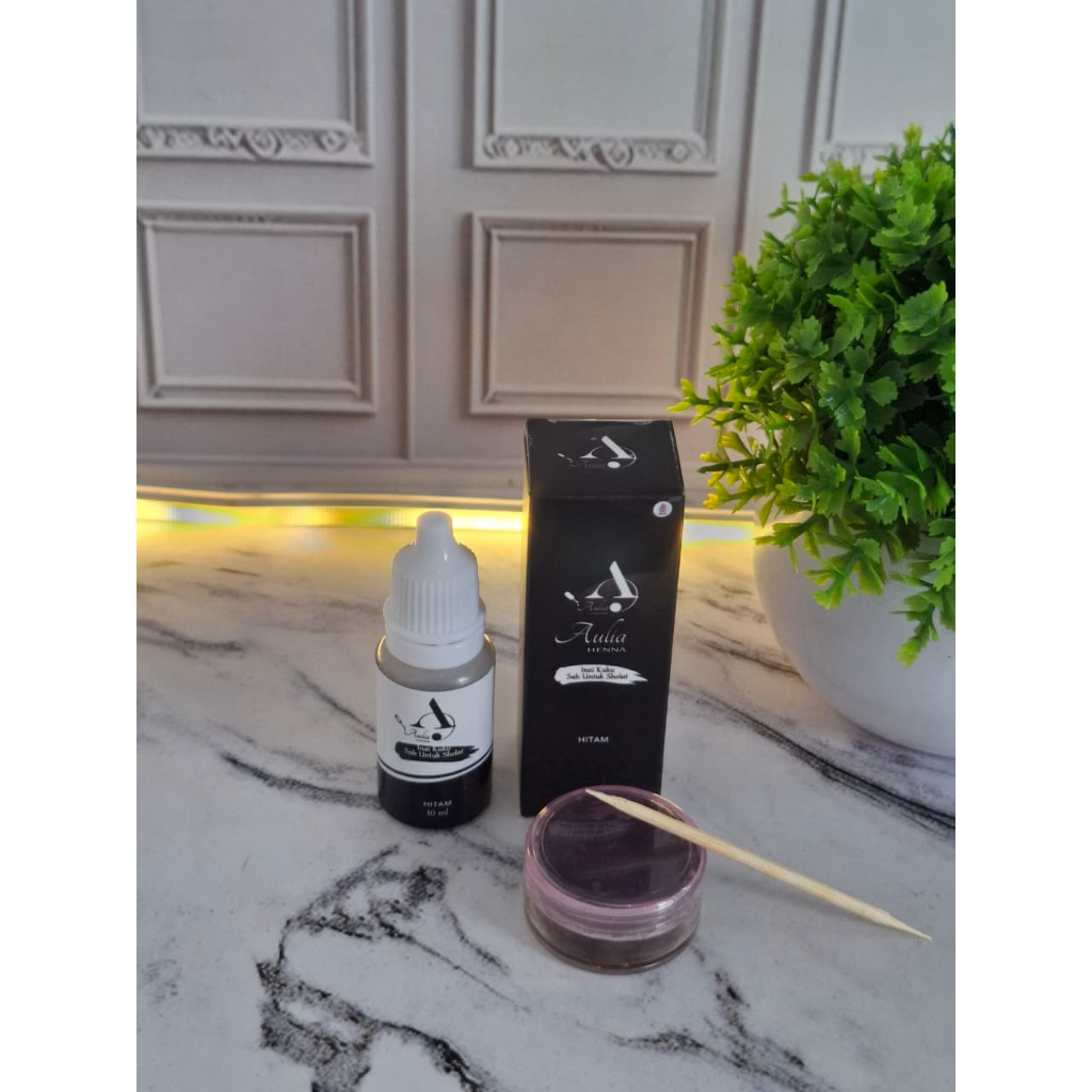 Aulia Henna Hitam 8 ml Pewarna kuku Muslimah Halal Sah Untuk Sholat