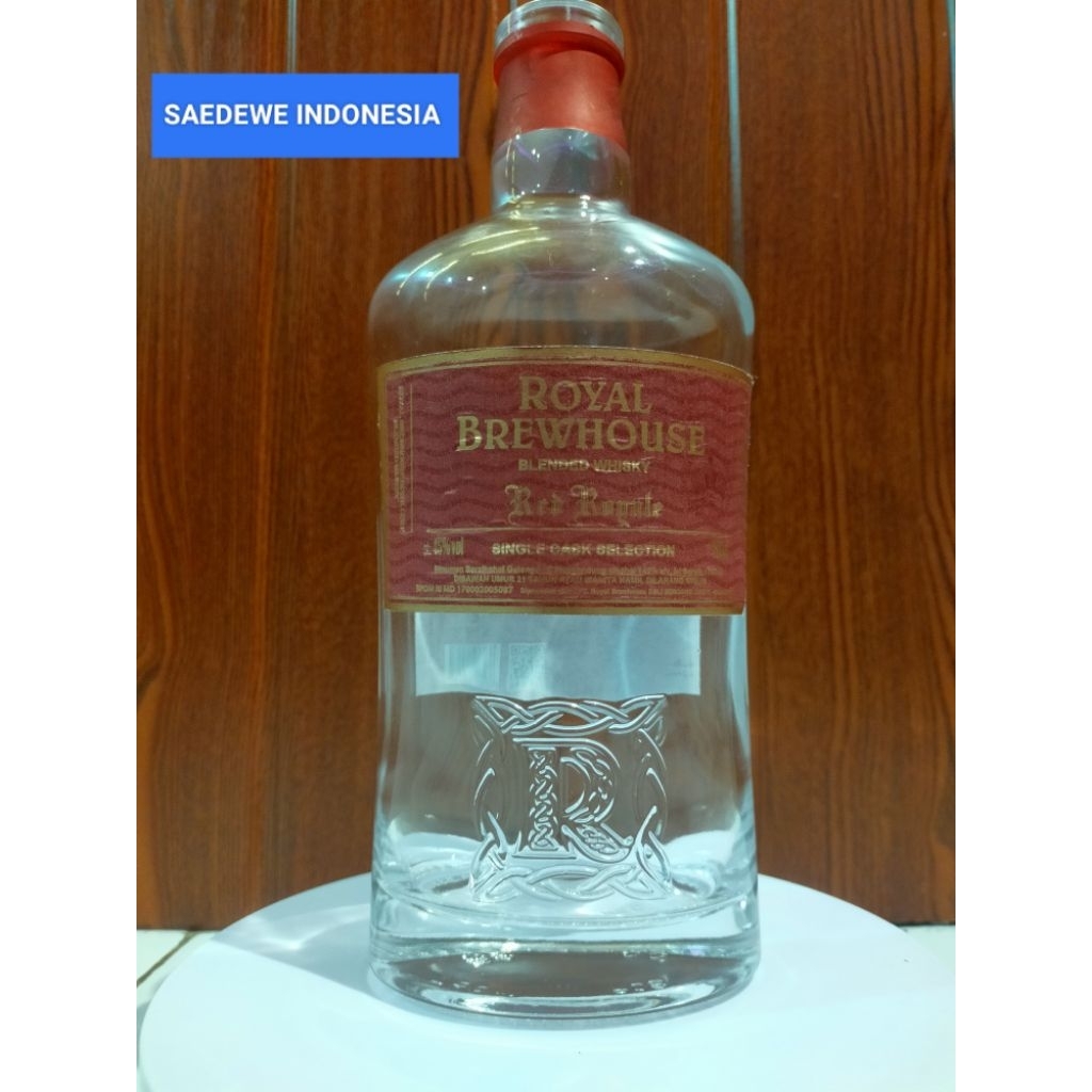 BOTOL KOSONG TANPA TUTUP ROYAL BREWHOUSE RED ROYALE 750ML BEKAS MINUMAN IMPORT ORI BAHAN KACA TEBAL 